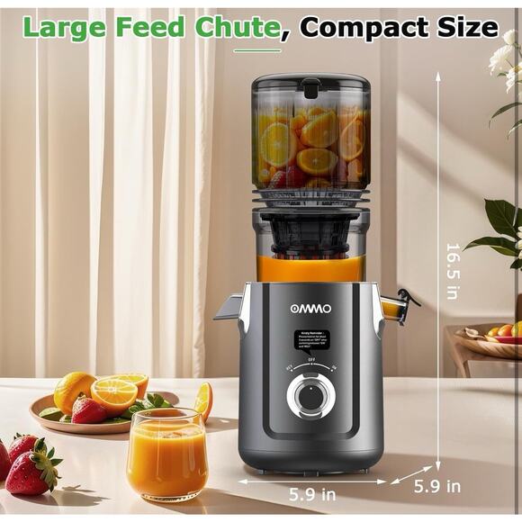 Cold Press Juicer – Wide 5.1” Chute, BPA Free, Easy Clean, No-Clog, Grey - Picture 1 of 7